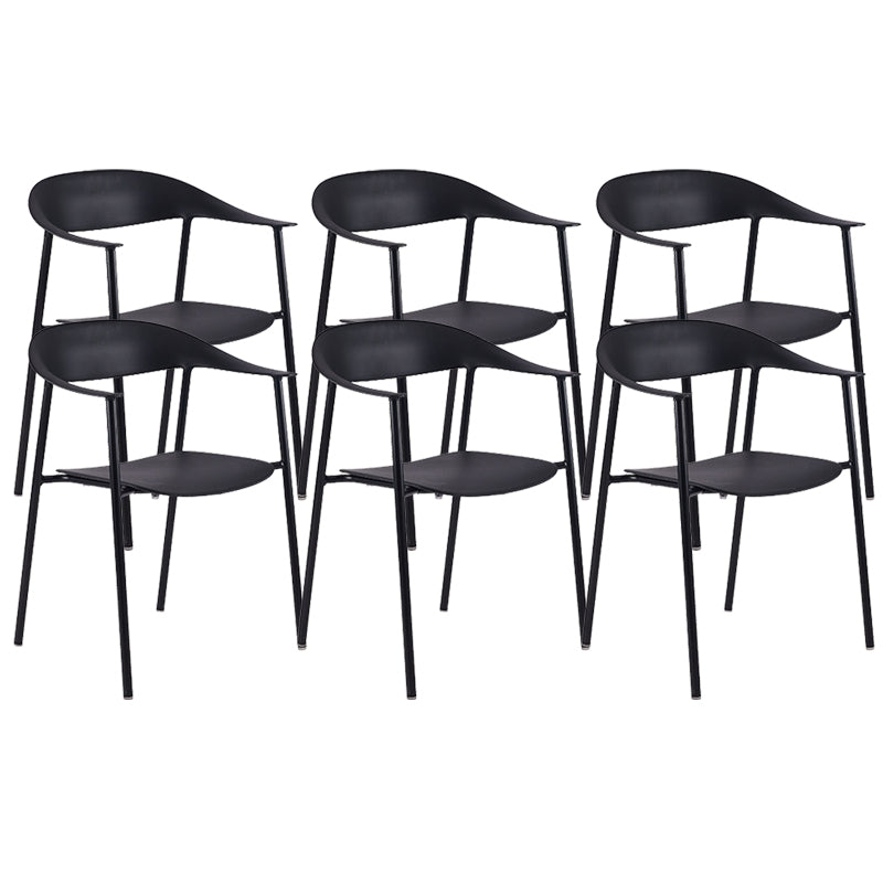 Modern Open Back Side Chair Plastic Arm Indoor Chair with Metal Base
