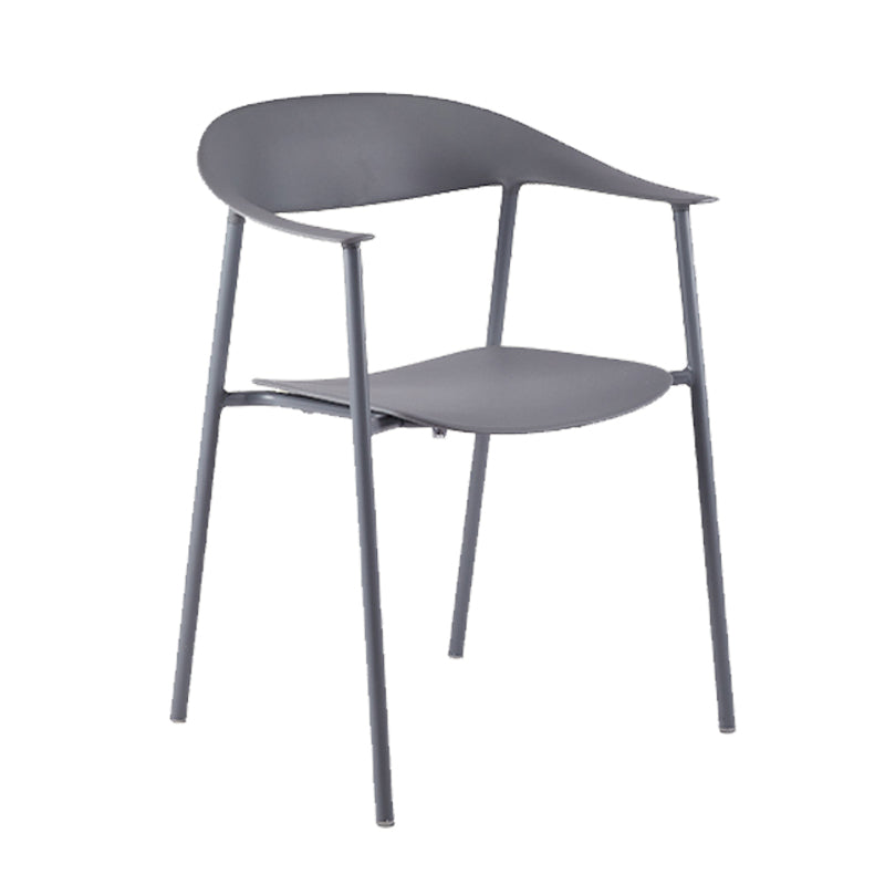 Modern Open Back Side Chair Plastic Arm Indoor Chair with Metal Base