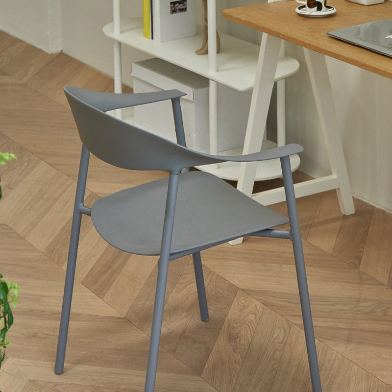 Modern Open Back Side Chair Plastic Arm Indoor Chair with Metal Base