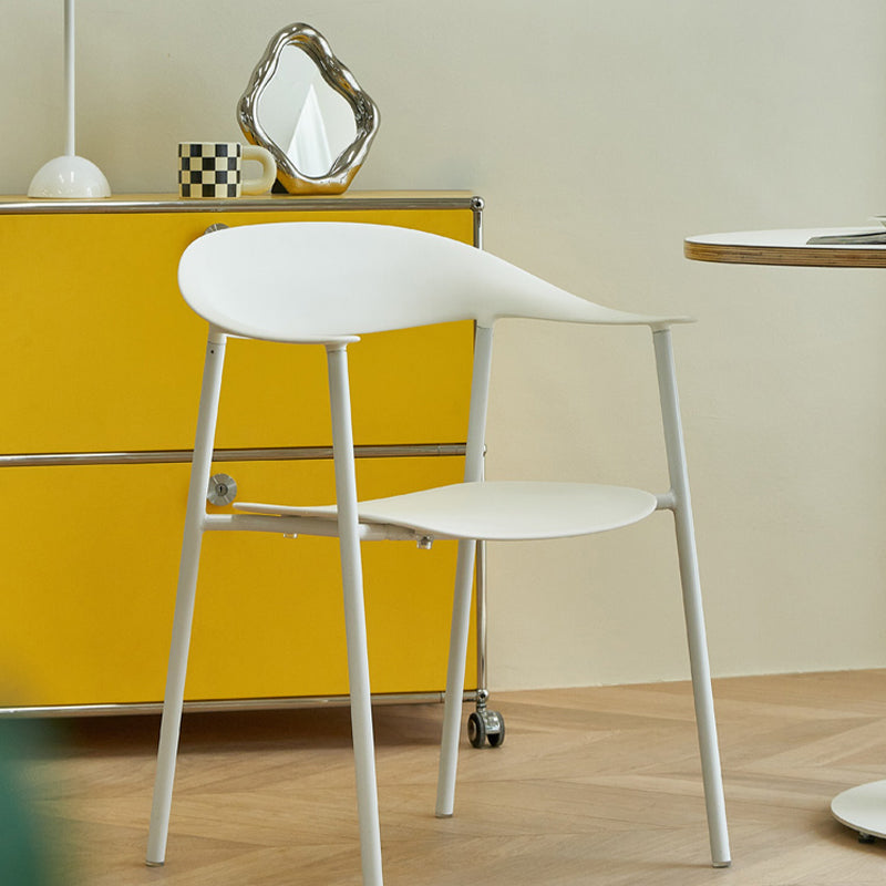 Modern Open Back Side Chair Plastic Arm Indoor Chair with Metal Base