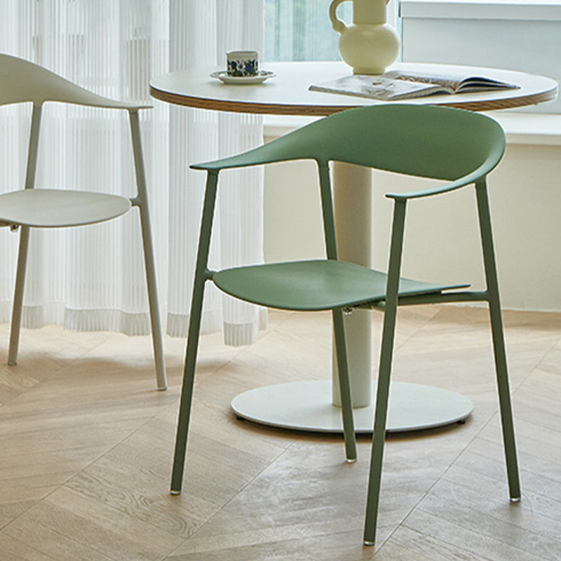 Modern Open Back Side Chair Plastic Arm Indoor Chair with Metal Base