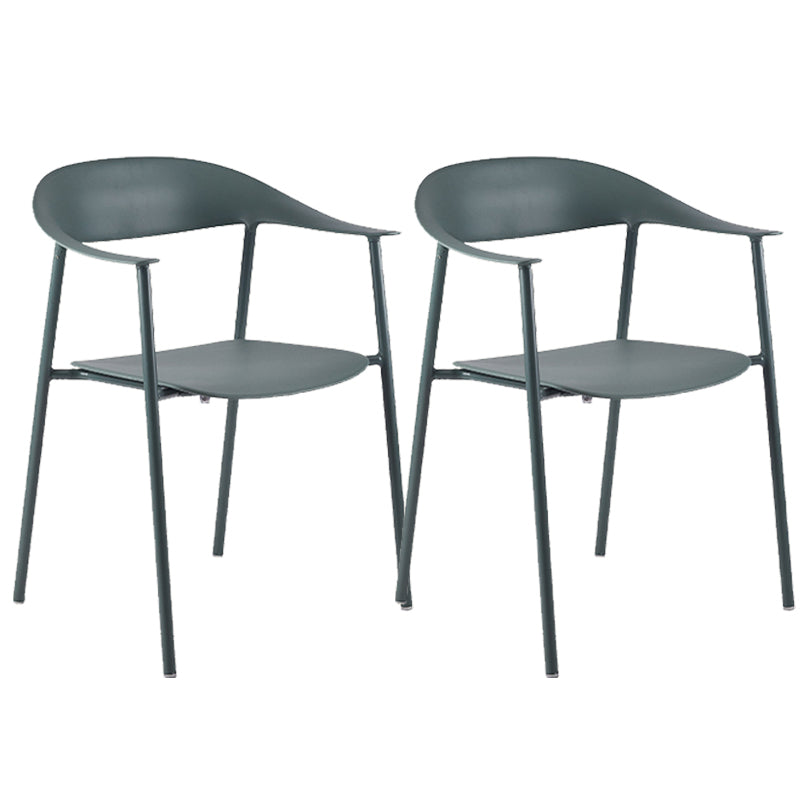 Modern Open Back Side Chair Plastic Arm Indoor Chair with Metal Base