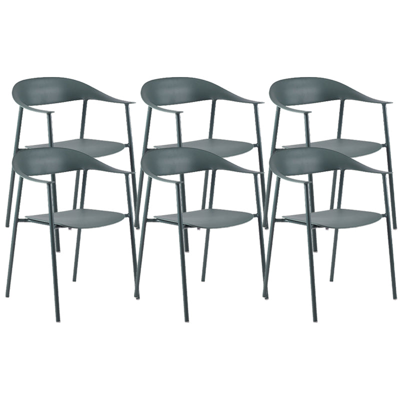 Modern Open Back Side Chair Plastic Arm Indoor Chair with Metal Base