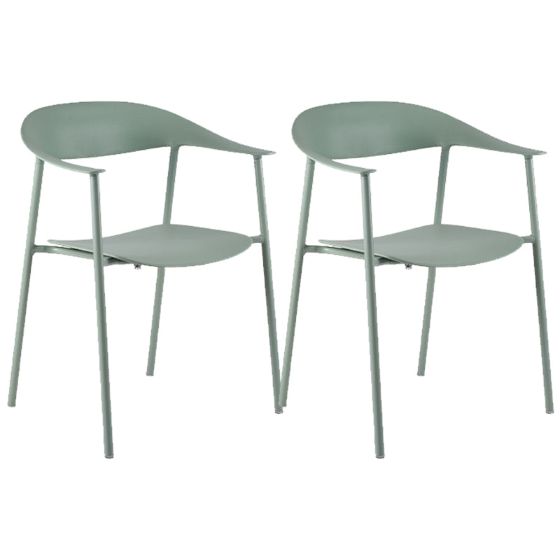 Modern Open Back Side Chair Plastic Arm Indoor Chair with Metal Base