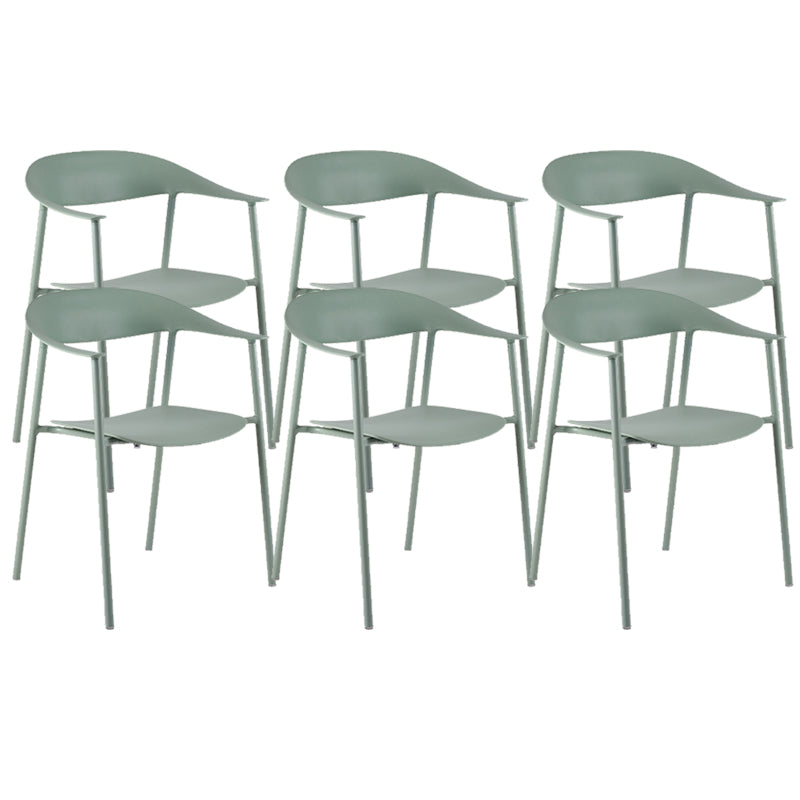 Modern Open Back Side Chair Plastic Arm Indoor Chair with Metal Base