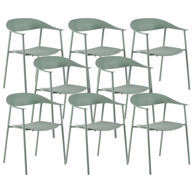 Modern Open Back Side Chair Plastic Arm Indoor Chair with Metal Base