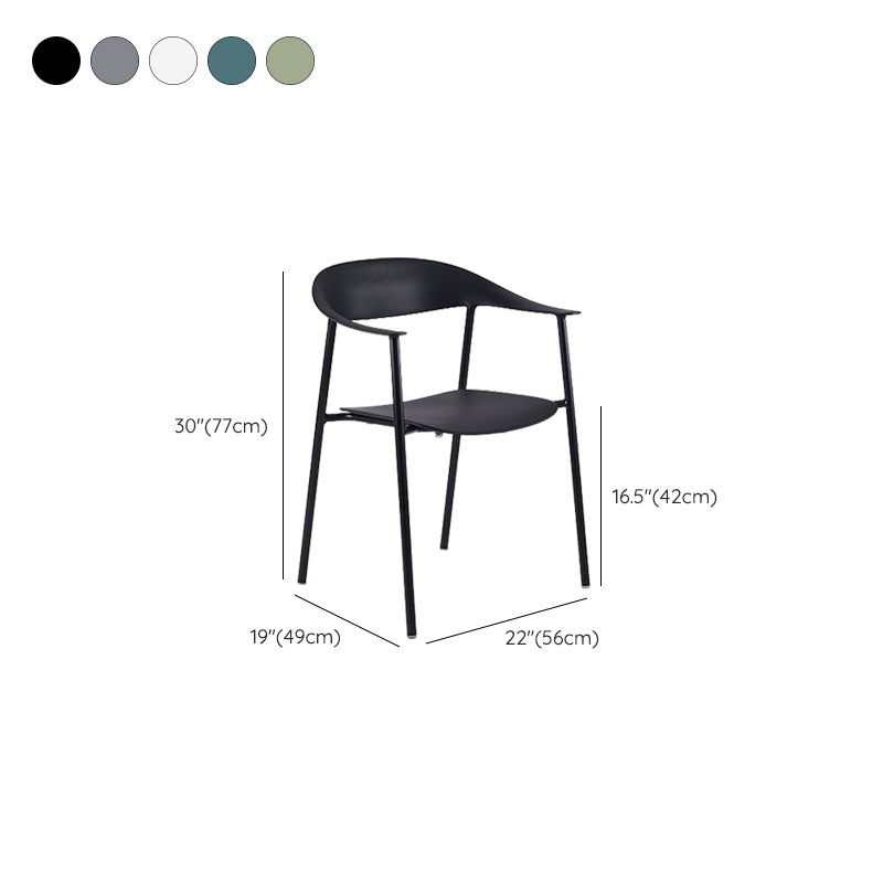 Modern Open Back Side Chair Plastic Arm Indoor Chair with Metal Base