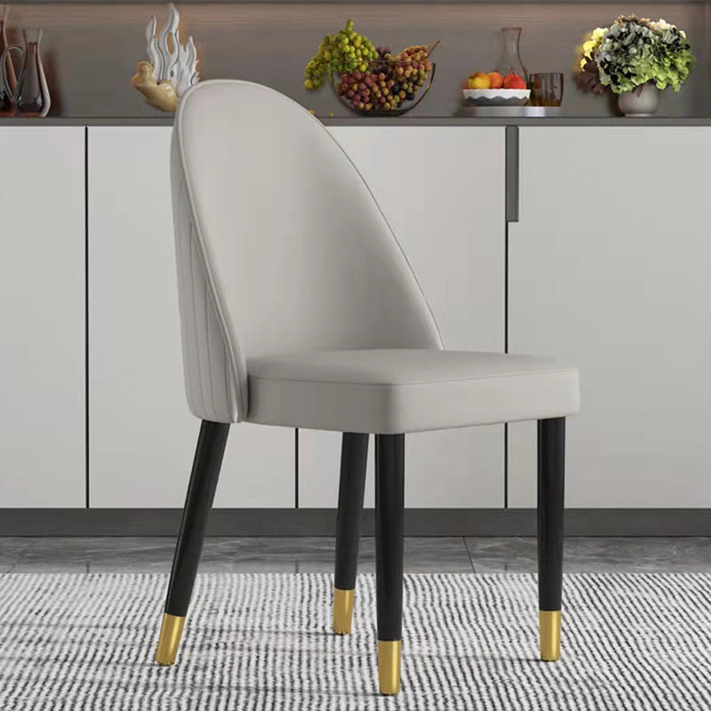 Oak Wood Glam Dining Chair Matte Finish Solid Back Side Chair