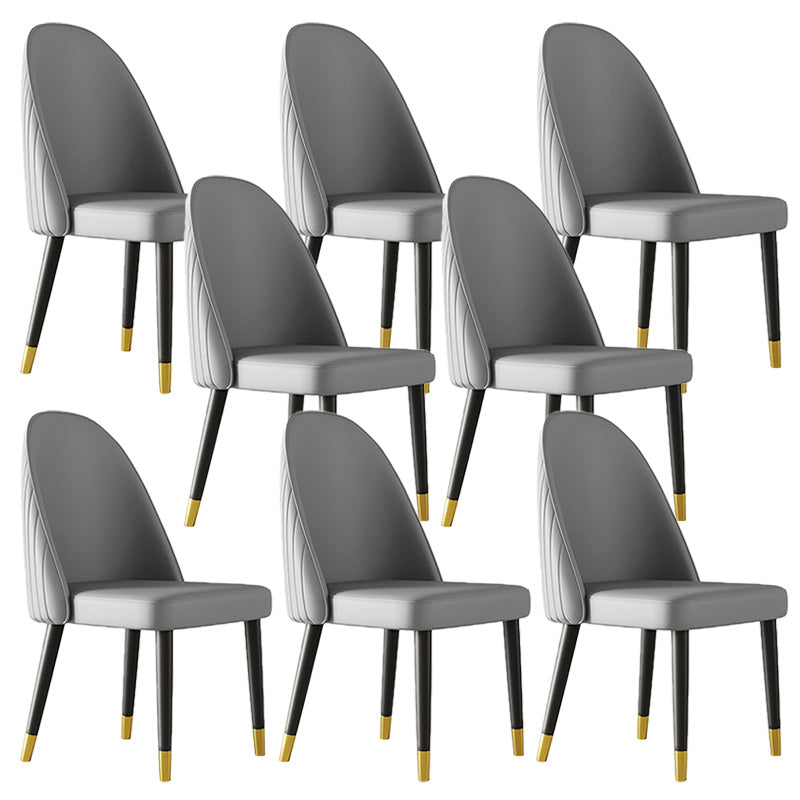 Oak Wood Glam Dining Chair Matte Finish Solid Back Side Chair