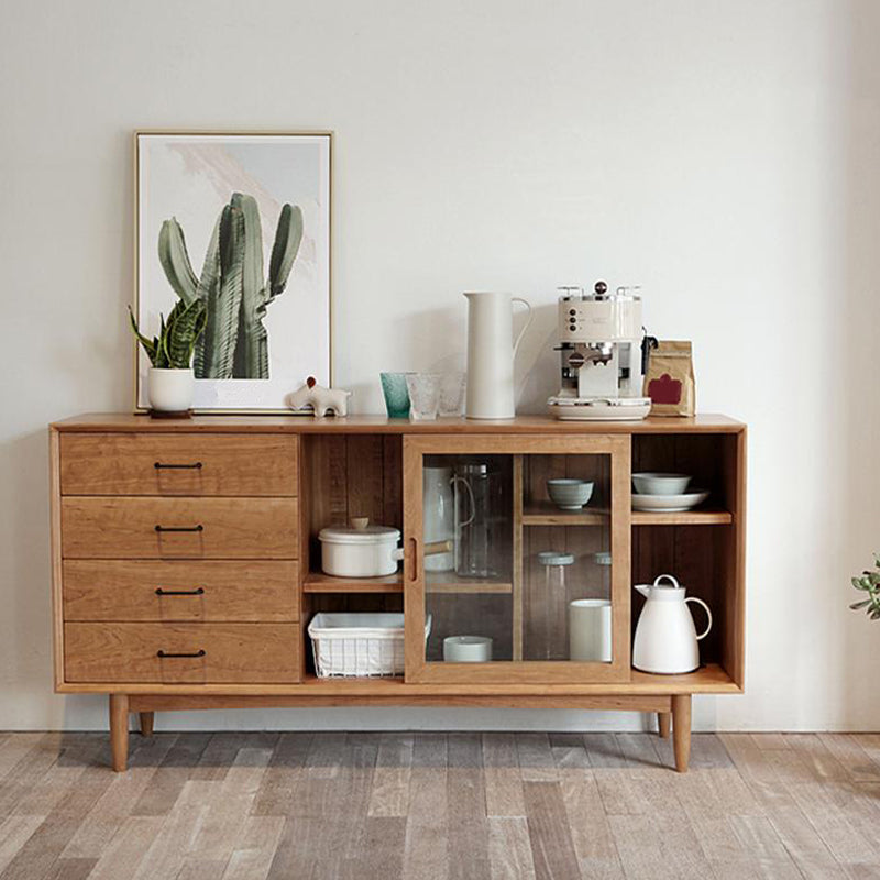 Wooden Storage Sideboard Modern Home Sideboard with Drawers and Sliding Door
