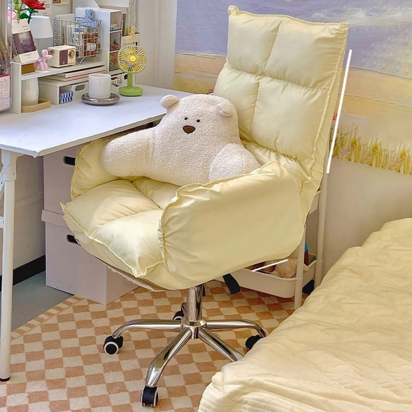 28" Wide Contemporary Office Chair Yellow Upholstered Desk Chair