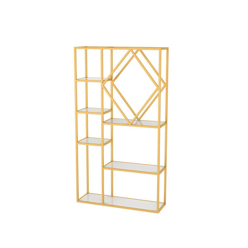 Modern Bookcase Gold Metal Open Back Shelf Bookcase with Shelves for Living Room
