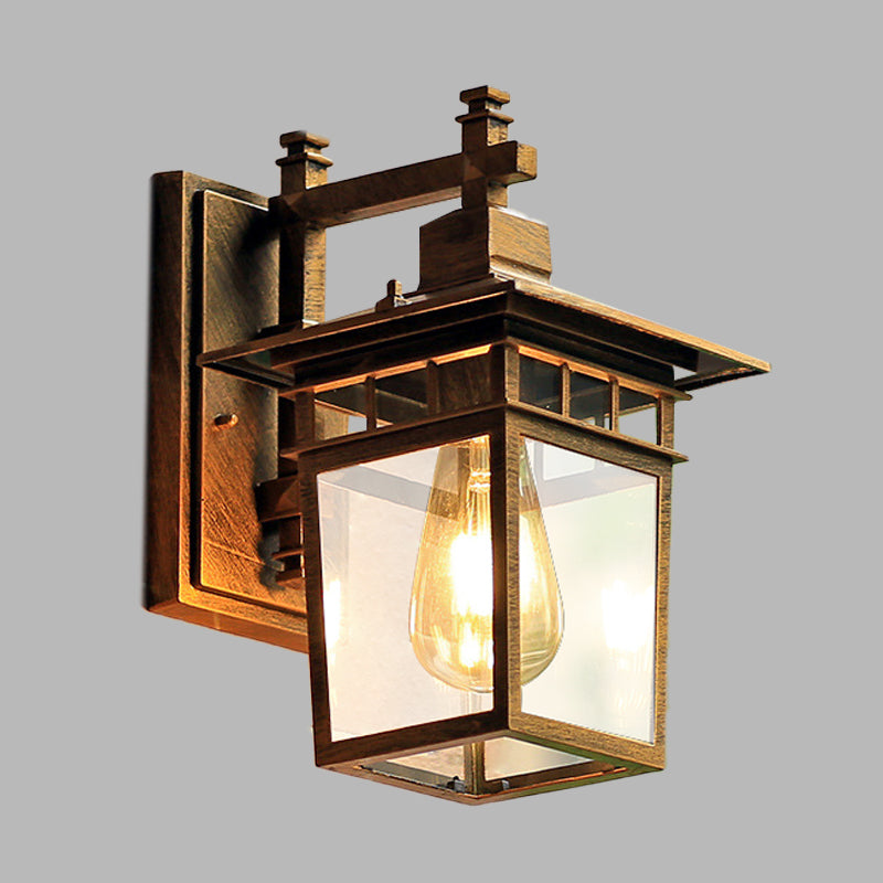 Finition de café 1 tête de mur d'éclairage d'éclairage country pavillon de lampe murale en métal avec une teinte en verre transparent, 8,5 "/ 11" de largeur