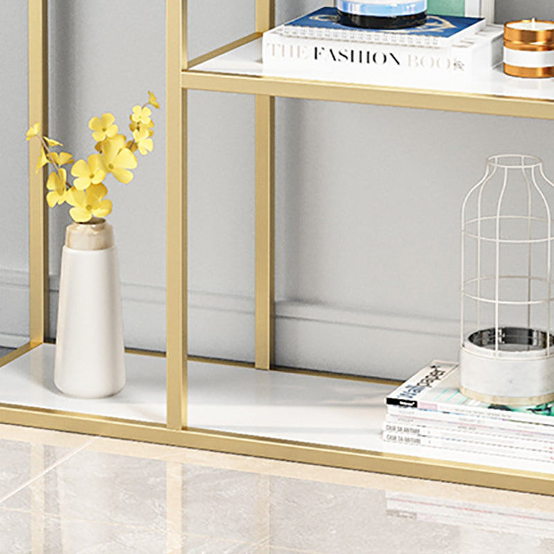 Modern Bookcase Gold Metal Open Back Shelf Bookcase with Shelves for Living Room