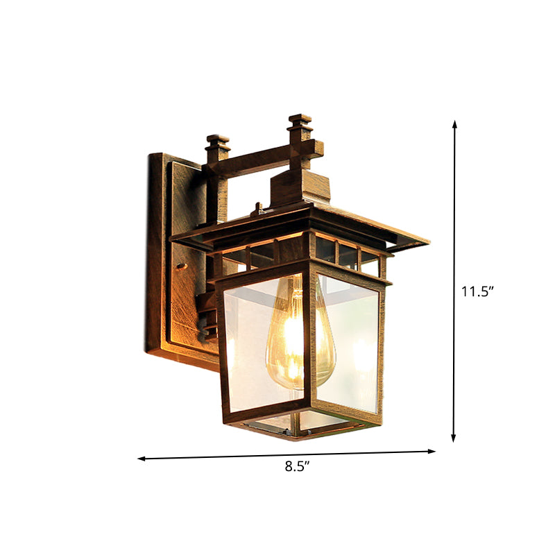 Finition de café 1 tête de mur d'éclairage d'éclairage country pavillon de lampe murale en métal avec une teinte en verre transparent, 8,5 "/ 11" de largeur