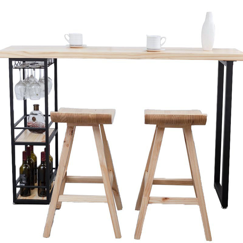 Industrial Rectangle Bar Table Set 1/2/3 Pieces Wooden Counter Table with Backless Stools