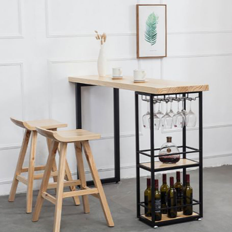 Industrial Rectangle Bar Table Set 1/2/3 Pieces Wooden Counter Table with Backless Stools