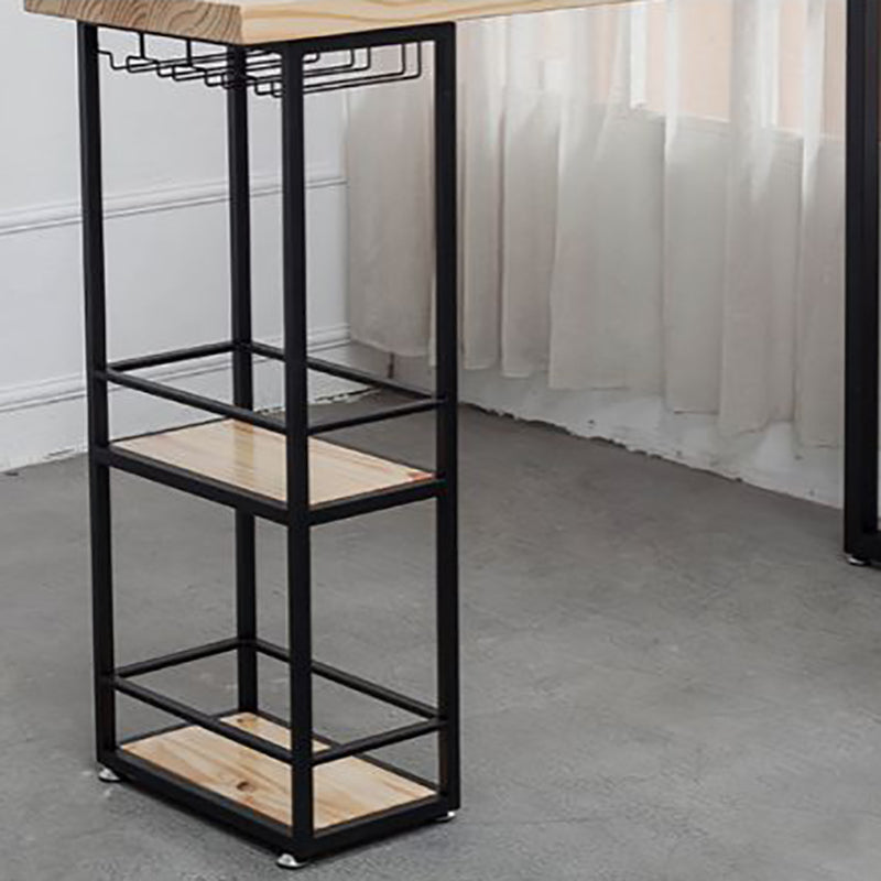 Industrial Rectangle Bar Table Set 1/2/3 Pieces Wooden Counter Table with Backless Stools