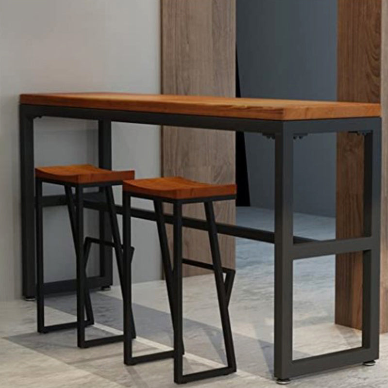 Glam Rectangle Pub Table Set 1/2/3/7 Pieces Pine Wood Top Bar Table with Metal Stools