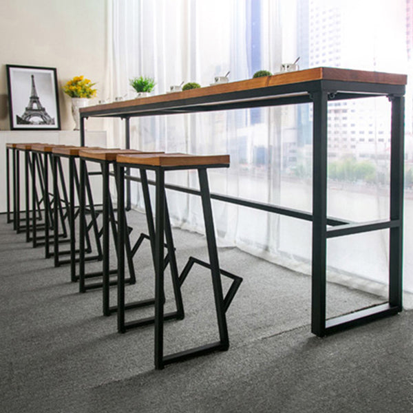 Glam Rectangle Pub Table Set 1/2/3/7 Pieces Pine Wood Top Bar Table with Metal Stools