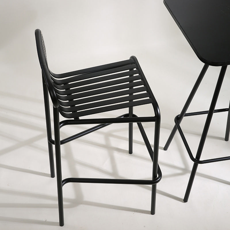 Square Industrial Bar Table Set 1/2 Pieces Counter Table with Iron High Stools