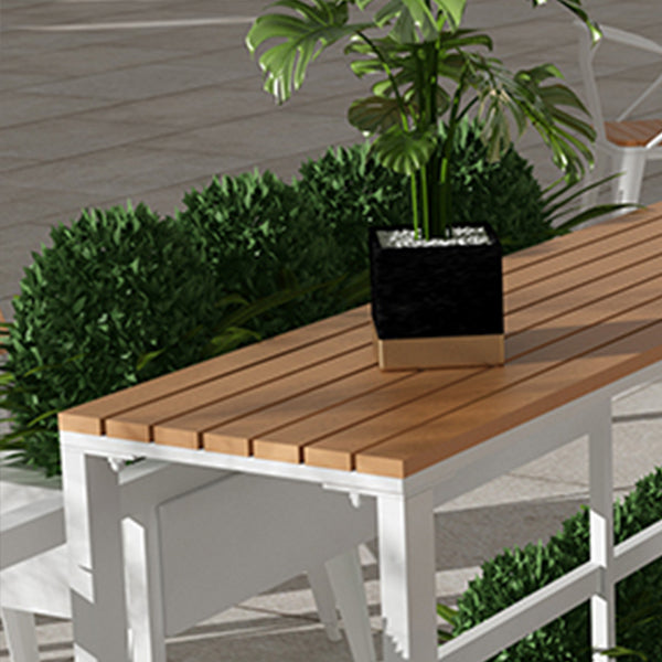 1/5 Pieces Faux Wood Bar Set with Metal Stools Industrial Rectangle Pub Table Set