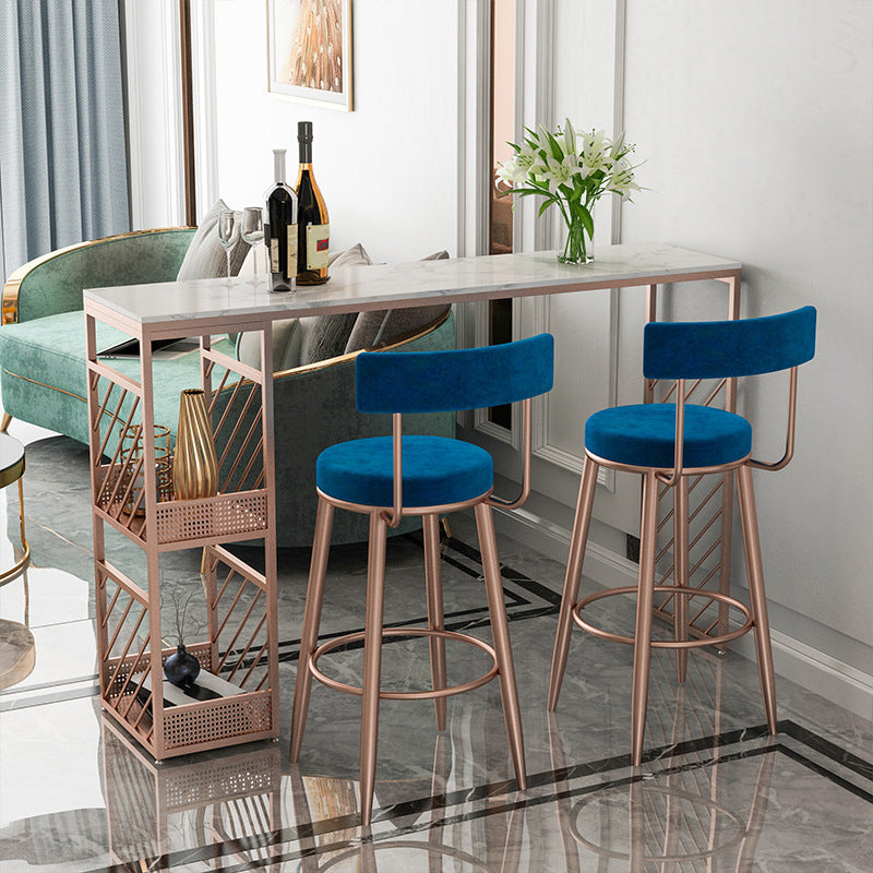 Glam Style 1/2/3 Pieces Faux Marble Bar Table Set Fixed Table Counter Set for Home Use