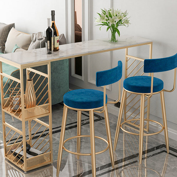 Glam Style 1/2/3 Pieces Faux Marble Bar Table Set Fixed Table Counter Set for Home Use