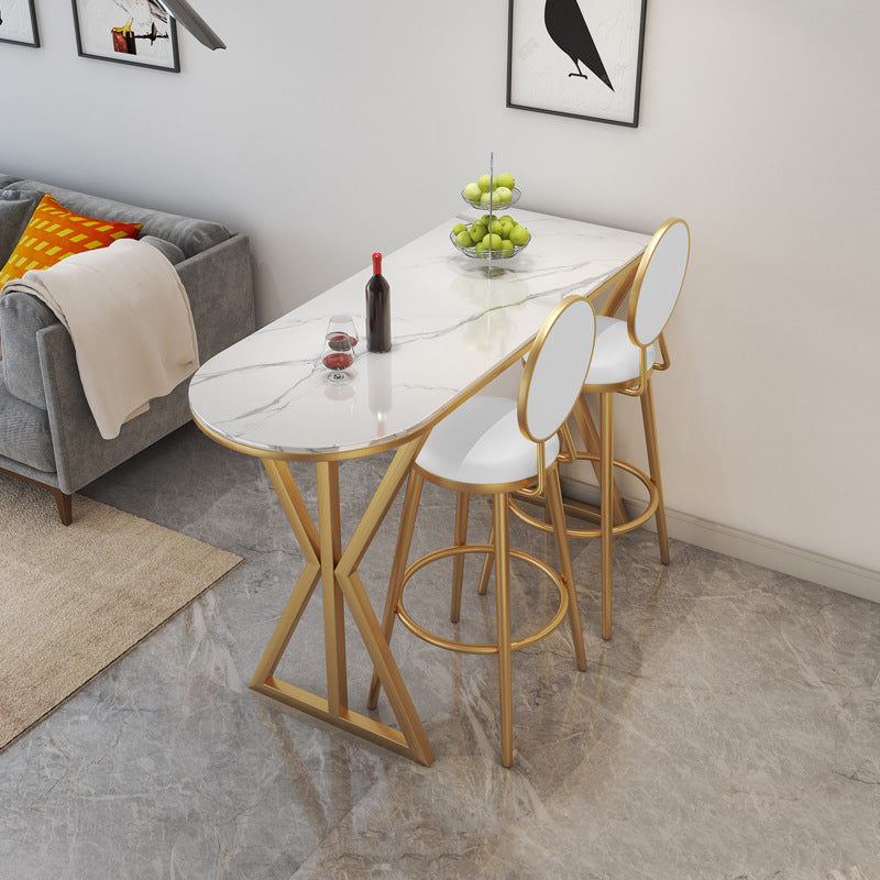 1/2/3/5 Pieces Luxurious Irregular Shape Pub Table Set Sintered Stone Top Bistro Table Set