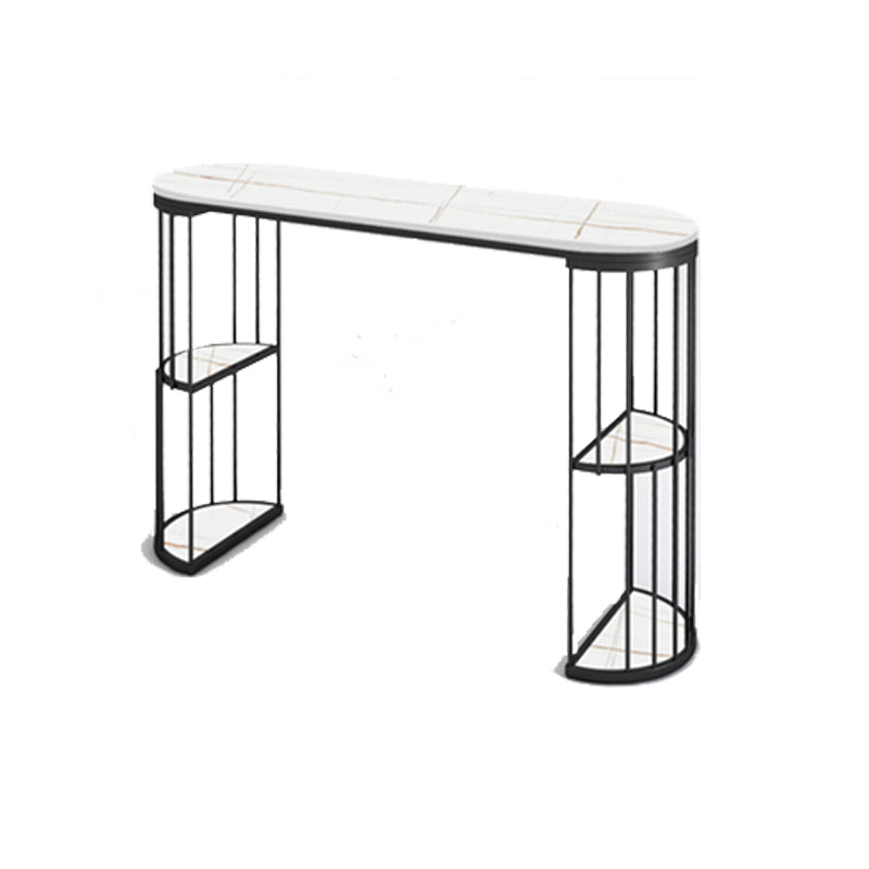 Glam Oval Bar Table Set 1/3 Pieces Stone Counter Table with Upholstered Stools