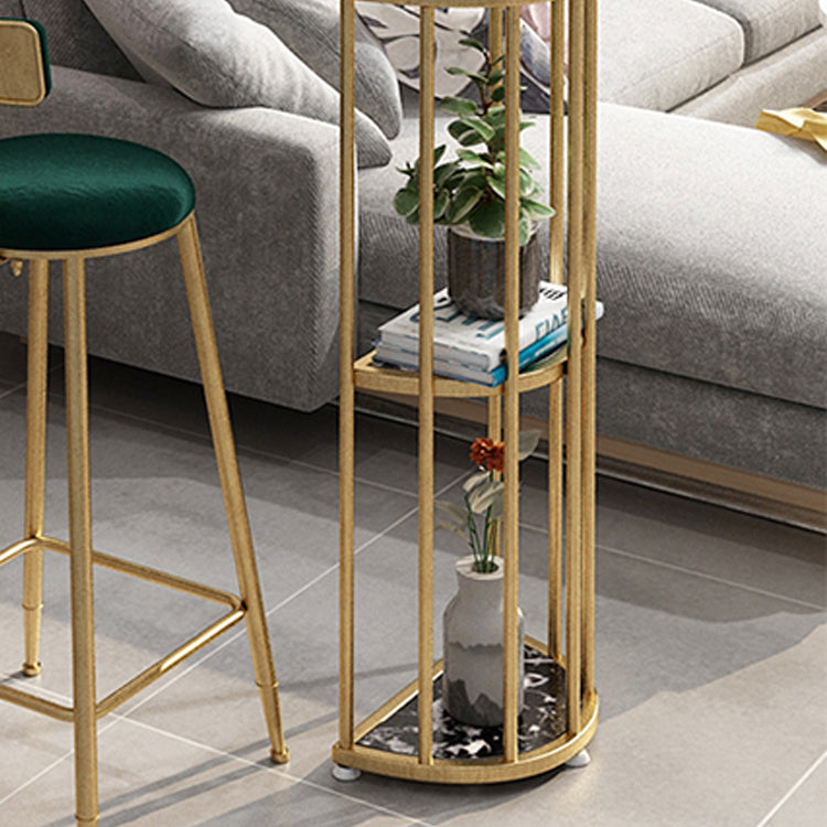 Glam Oval Bar Table Set 1/3 Pieces Stone Counter Table with Upholstered Stools