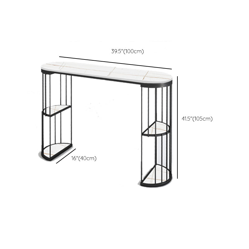 Glam Oval Bar Table Set 1/3 Pieces Stone Counter Table with Upholstered Stools