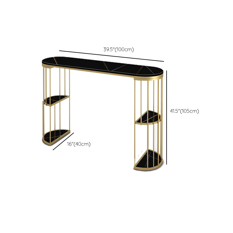 Glam Oval Bar Table Set 1/3 Pieces Stone Counter Table with Upholstered Stools