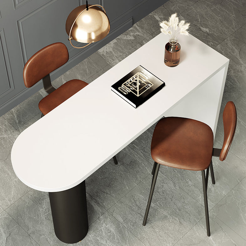 Contemporary Free Form Pub Set 1/3/4 Pieces Solid Wood Bar Table with Metal Stools