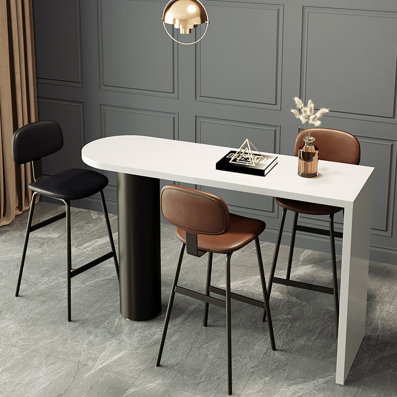 Contemporary Free Form Pub Set 1/3/4 Pieces Solid Wood Bar Table with Metal Stools