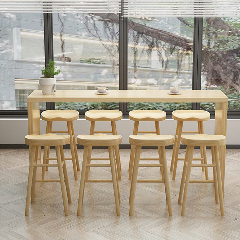 Modern 1/2/5/9 Pieces Bar Table Set Wooden Bar Table with High Wood Stools