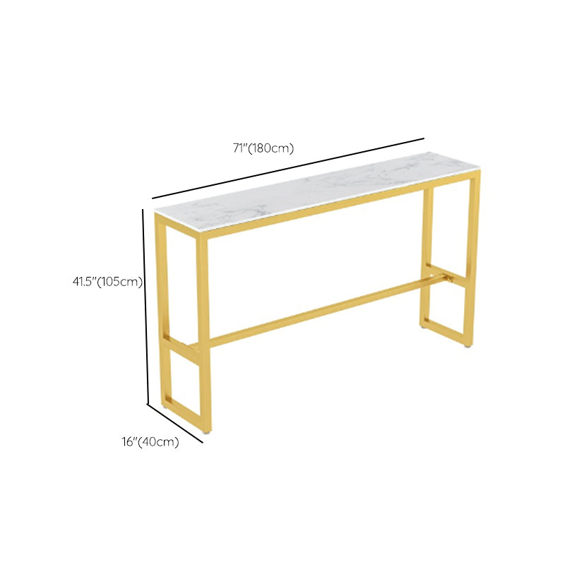 Glam Style Bar Table Set 1/5 Pieces Rectangle Stone Fixed Pub Dining Set