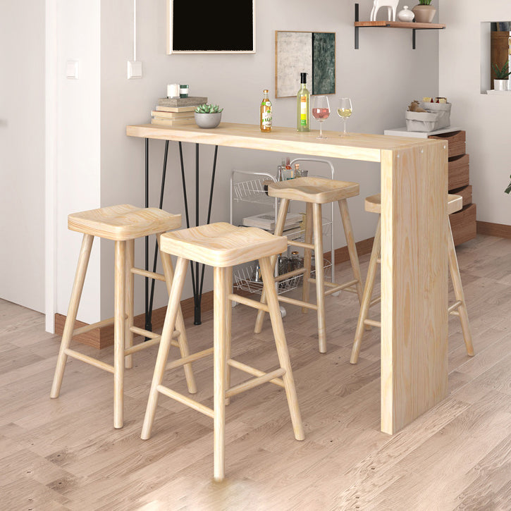 Modern Bar Table Set 1/2/5 Pieces Wooden Bar Table with High Wood Stools