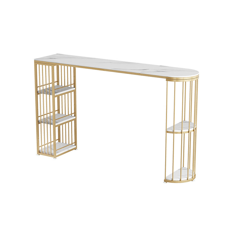 Stone Bar Table Set Glam 1/3 Pieces Fixed Counter Height Table Set for Indoor