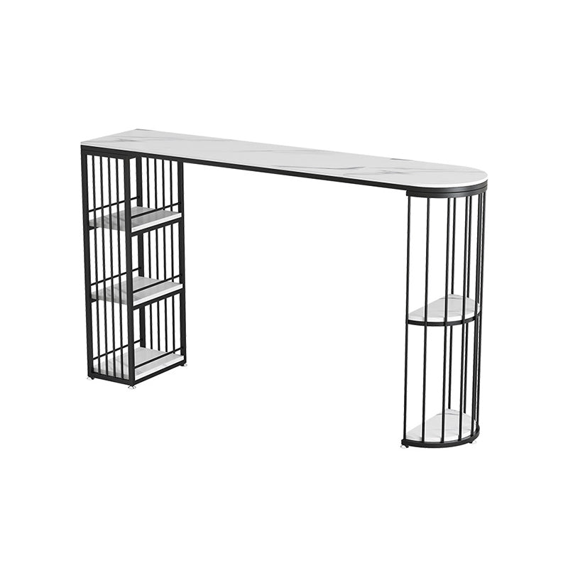 Stone Bar Table Set Glam 1/3 Pieces Fixed Counter Height Table Set for Indoor