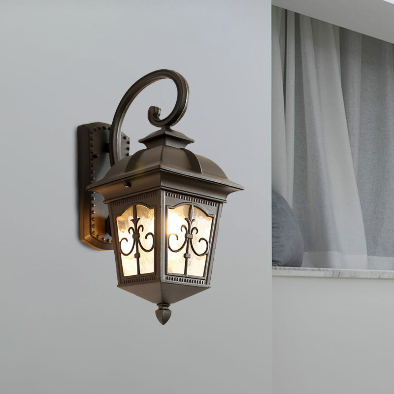 1 Kopfwandlichtleuchter Lodges Lanternaluminiumwandlampenleuchte in Schwarz/Messing mit Wasserglasschatten