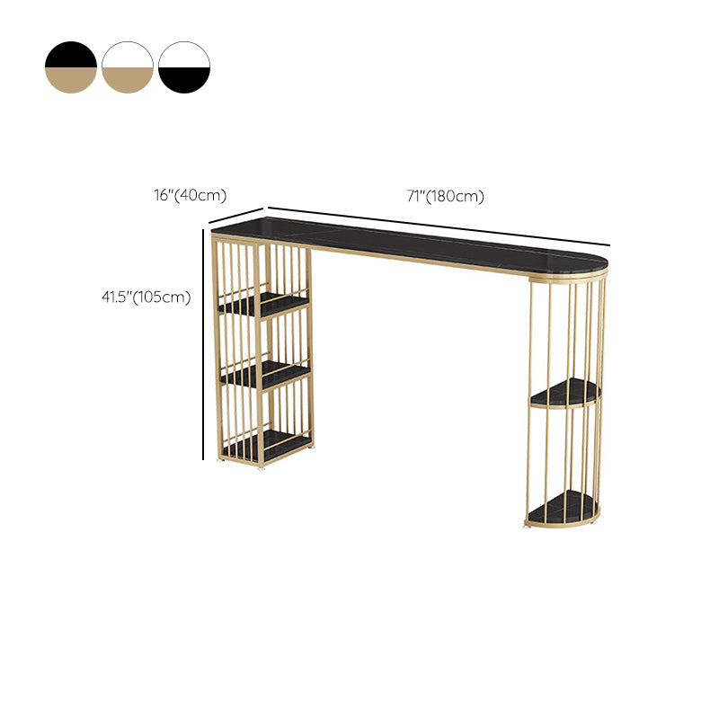 Stone Bar Table Set Glam 1/3 Pieces Fixed Counter Height Table Set for Indoor