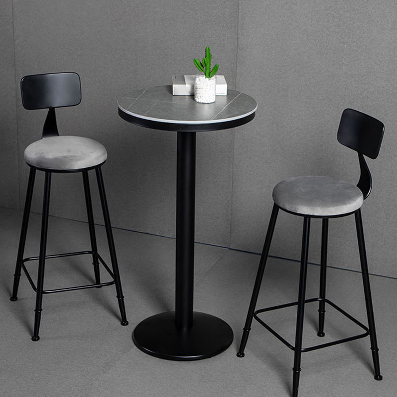 1/2/3 Pieces Industrial Iron Bar Table Set Round Bistro Set with Grey Stone Top