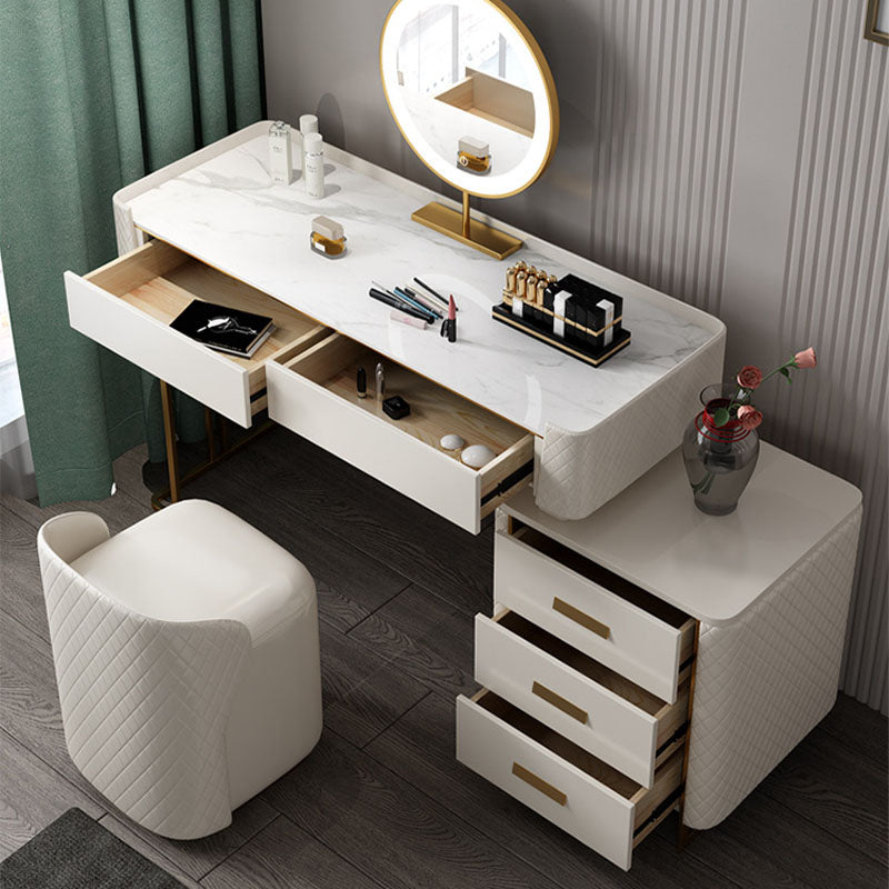 Glam Wooden Vanity Makeup Table Set 5-Drawers Dressing Table