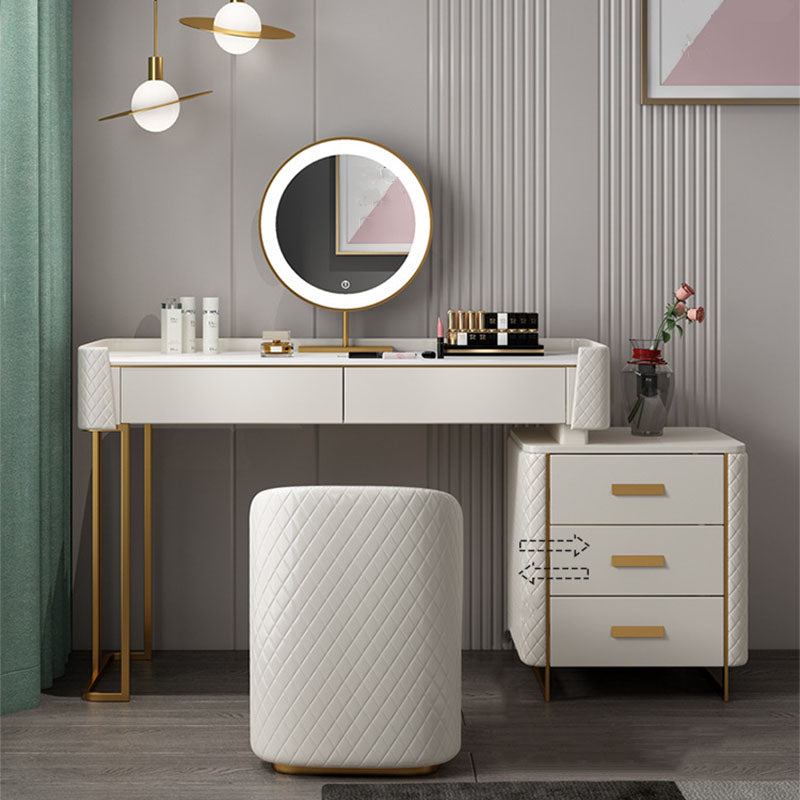 Glam Wooden Vanity Makeup Table Set 5-Drawers Dressing Table