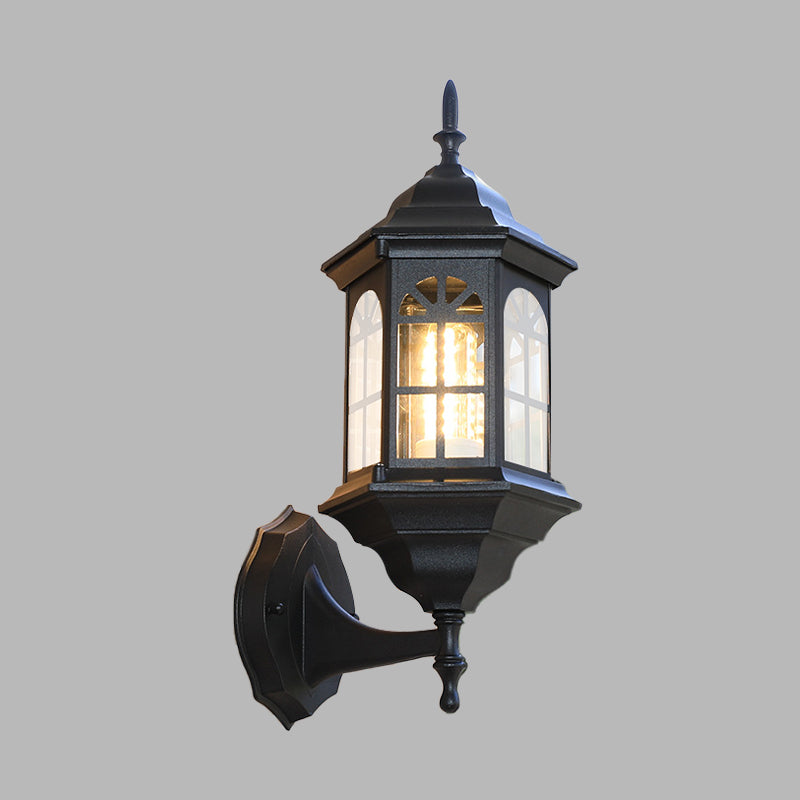 Castle Shape Aluminum Wall Lighting Countryside 1-Bulb Outdoor Wall Lamp Sconce in White/Black/Brass