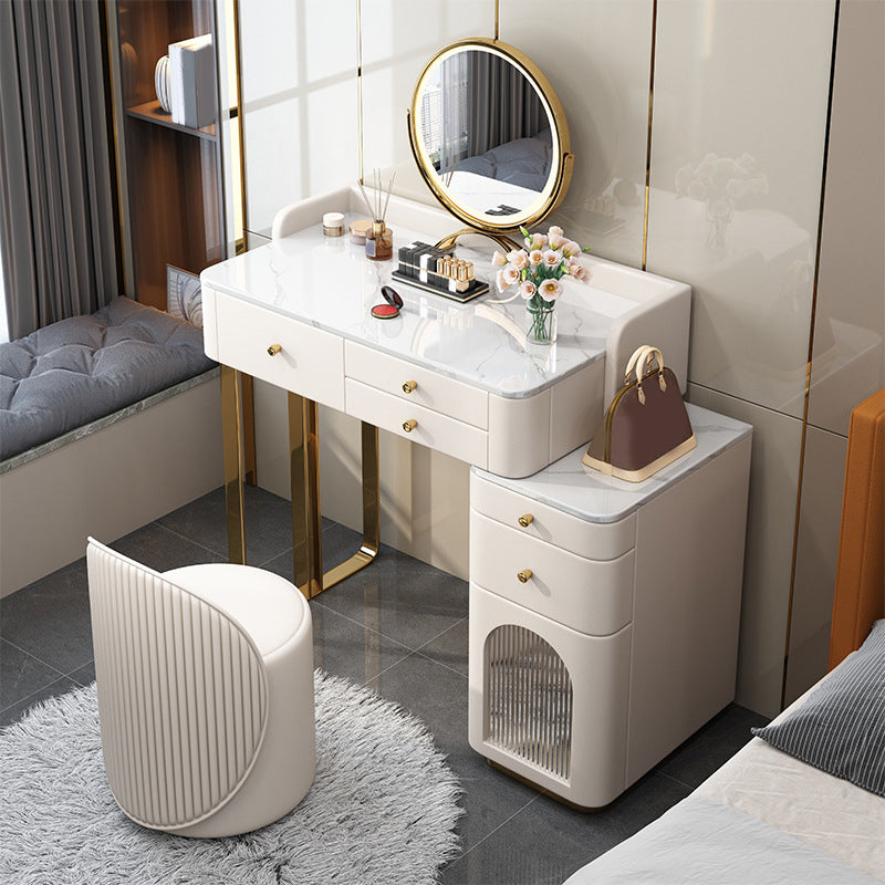 Luxurious Metal Makeup Dressing Table Stone Top Bedroom Vanity Desk