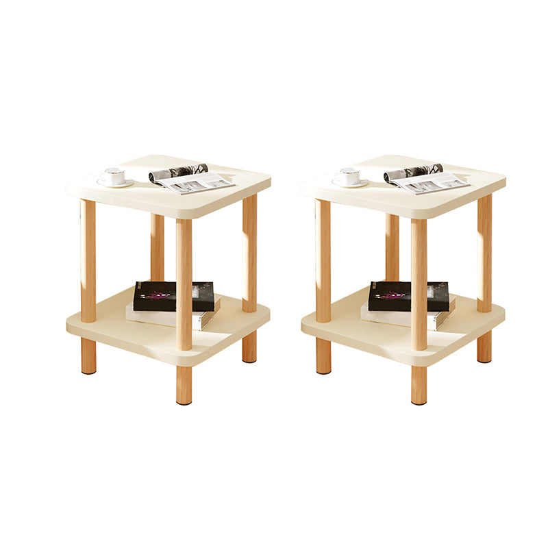 Modern Rectangular Corner Table Double Tier Wood Side End Table