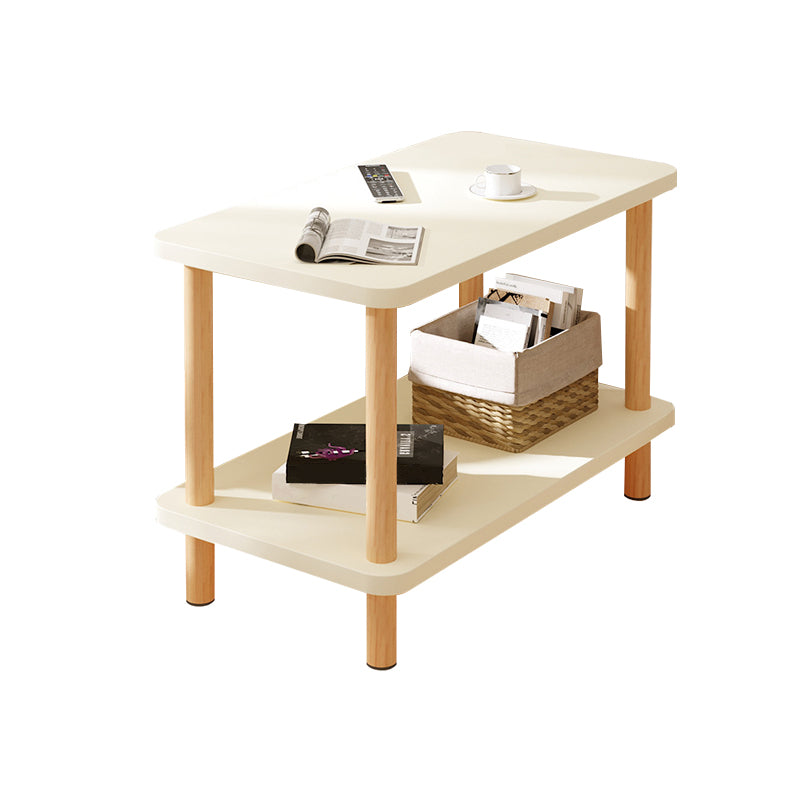 Modern Rectangular Corner Table Double Tier Wood Side End Table