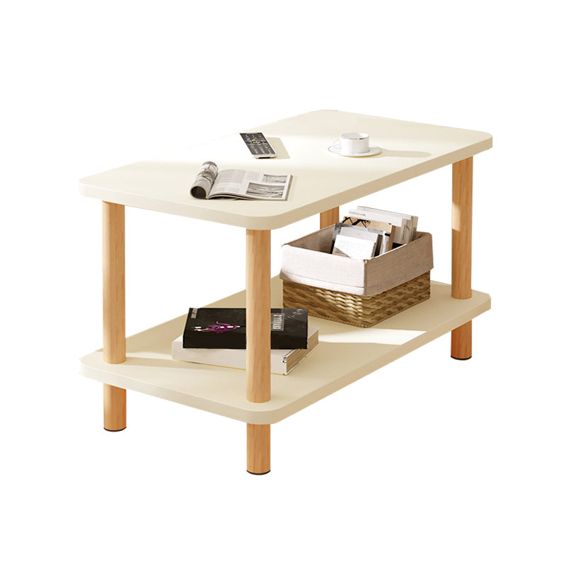 Modern Rectangular Corner Table Double Tier Wood Side End Table